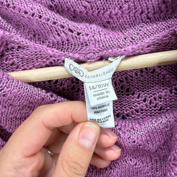 Cato Sweater Pullover Women 14/16W Plus Purple Knit Cowl Neck 3/4 Sleeve Acrylic - Picture 4 of 7